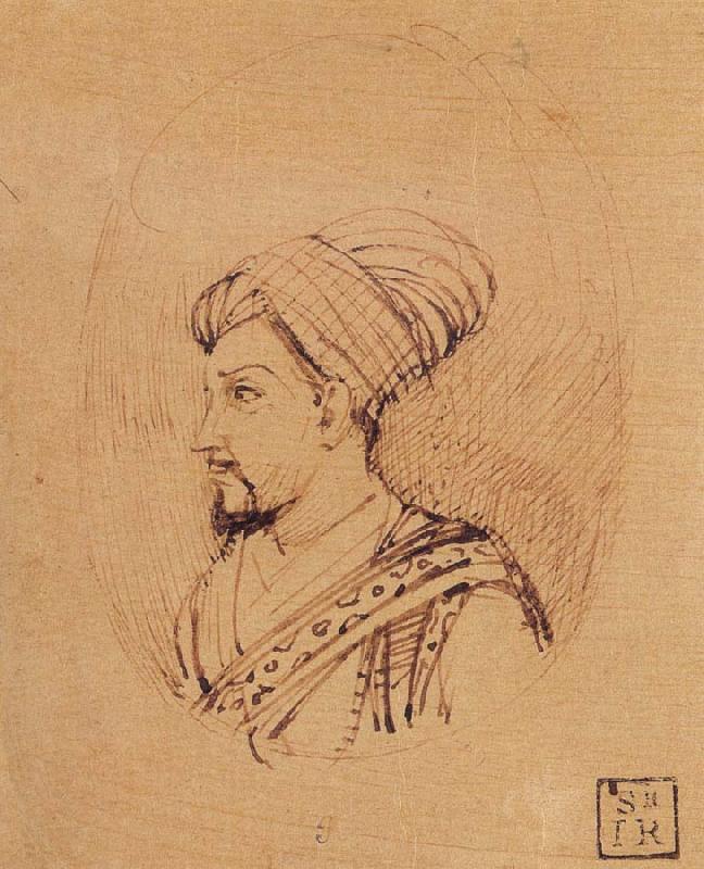 Rembrandt Harmensz Van Rijn A Medallion Portrait of Muhammad-Adil Shah of Bijapur oil painting picture